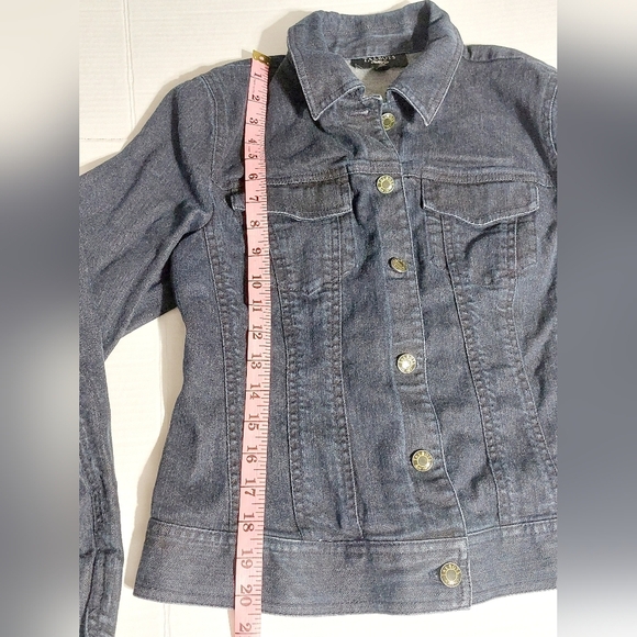 Talbots Denim Jacket w/ French Cuff Sleeves. Dark Blue Denim. Size 10 - Picture 10 of 10